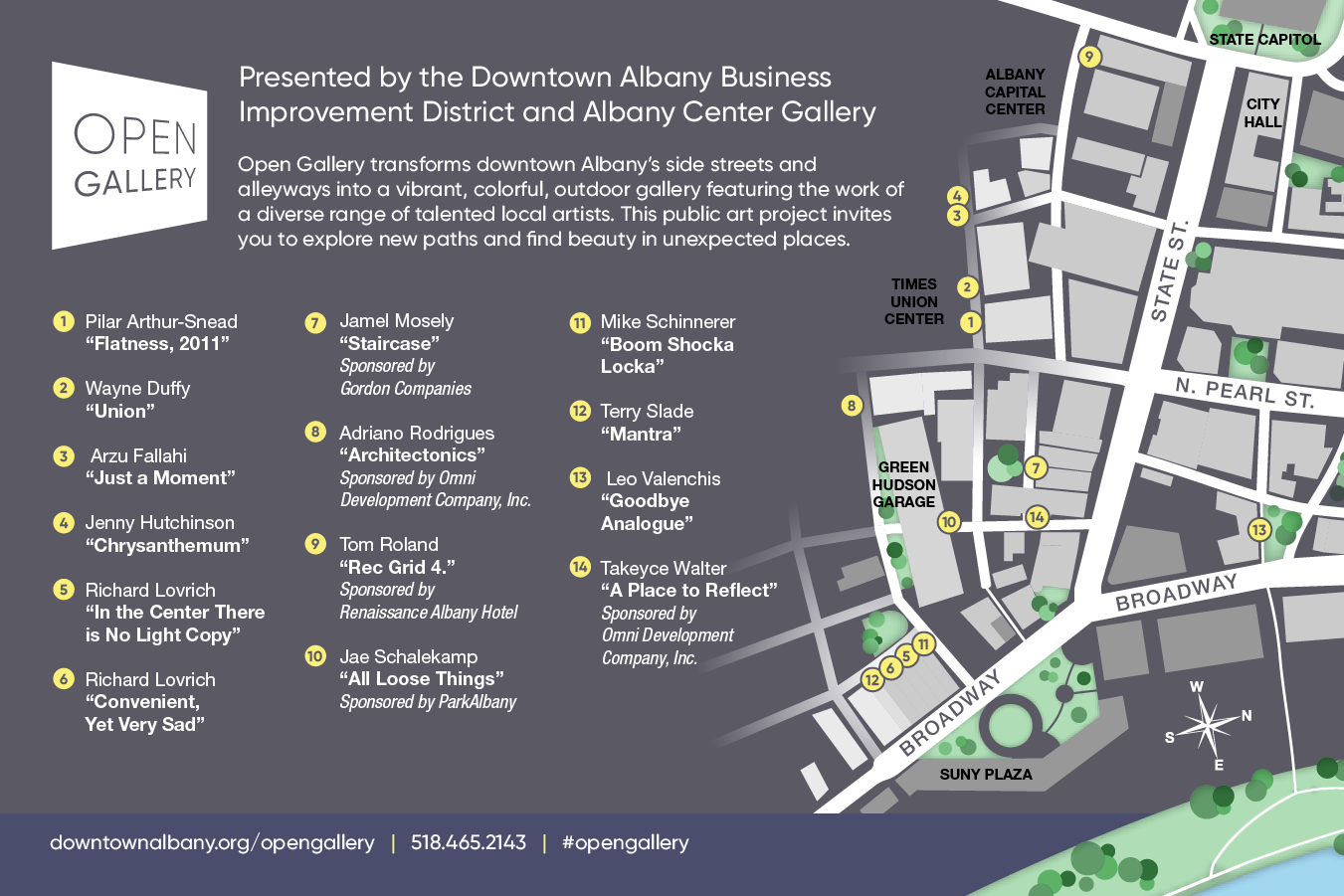 Map of the Open Gallery Locations throughout Downtown Albany