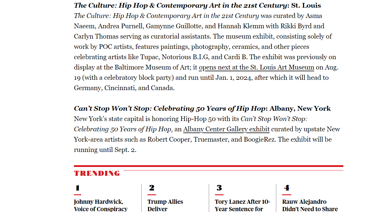 screenshot of Rolling Stone article